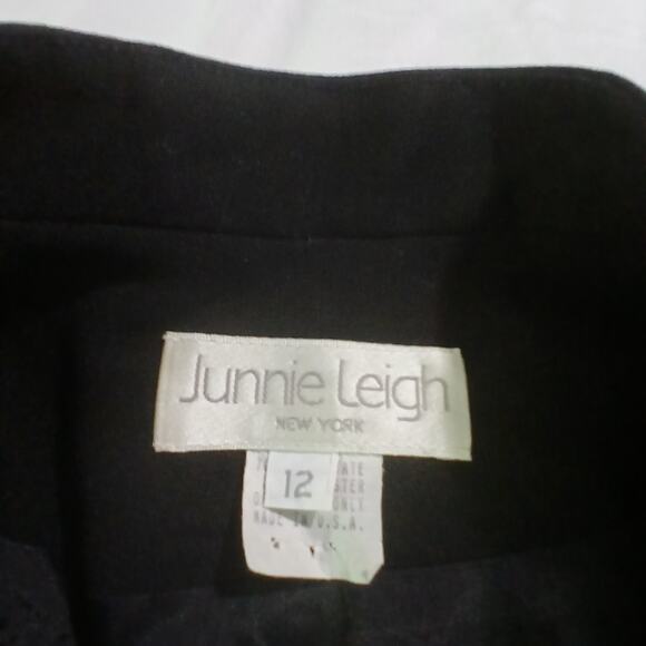 Vintage Junnie Leigh SZ12 Open Blazer Black With Rhinestone-Cuff Detail USA Made - Picture 2 of 14